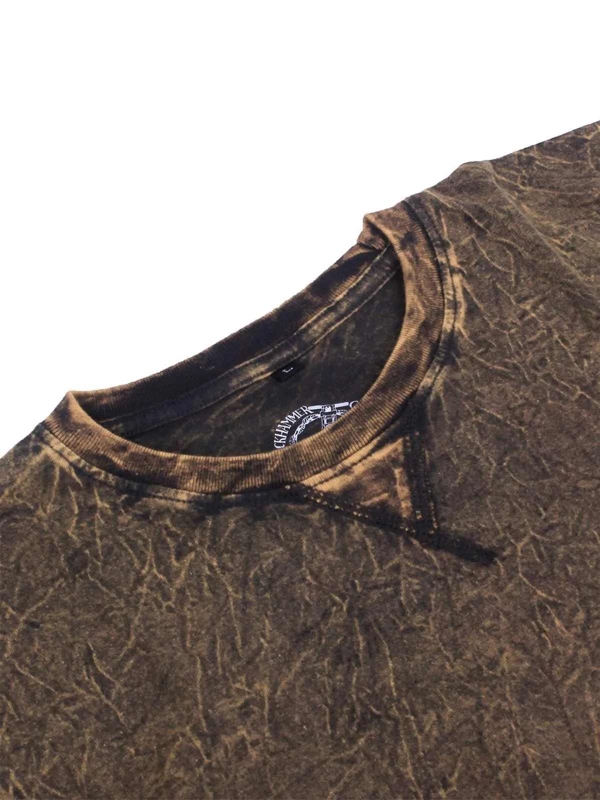 Jackhammer Acid Wash Crewneck Tee Wood Brown