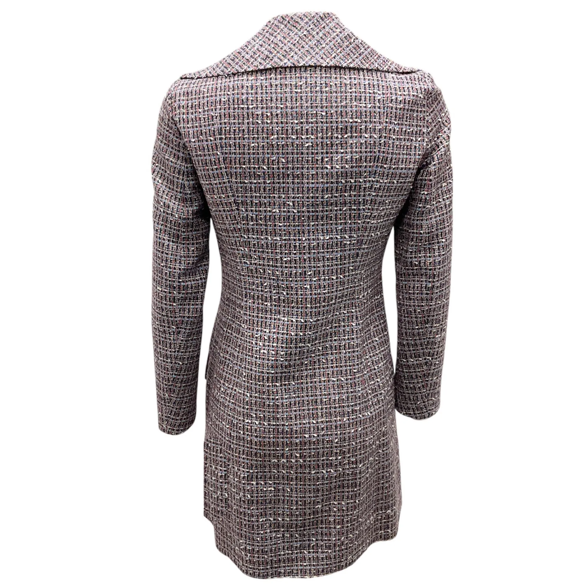 Jil Sander Blue Multi Double Breasted Tweed Coat