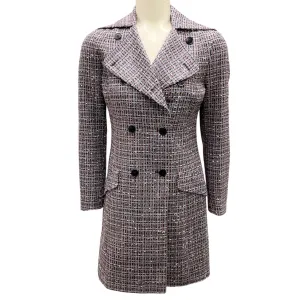 Jil Sander Blue Multi Double Breasted Tweed Coat