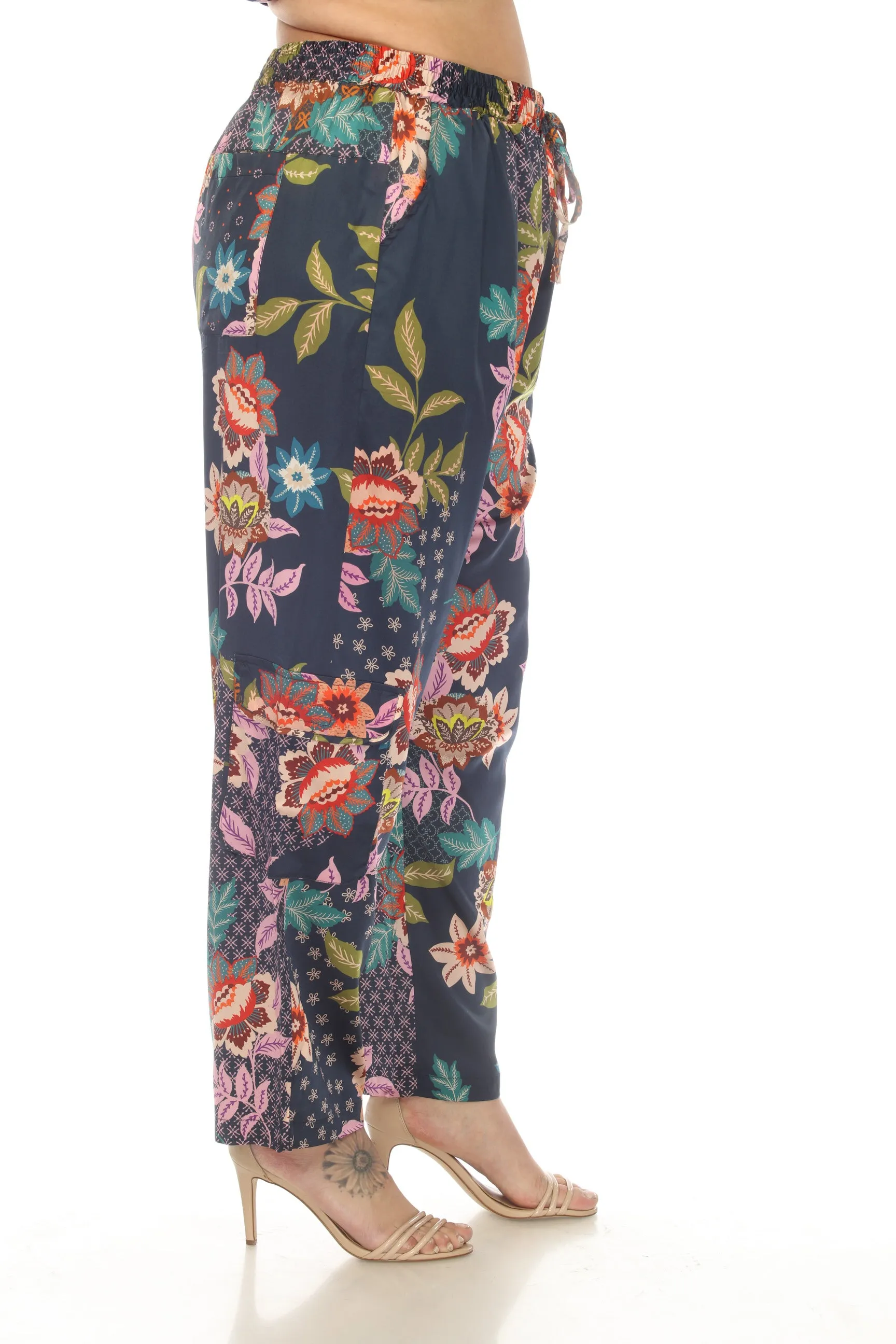 Johnny Was Delfino Kelly Silk Printed Pull On Pants Plus Size C62523A6X