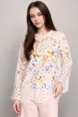 Johnny Was Jade Ivory Lisetta Lace Blouse L13424