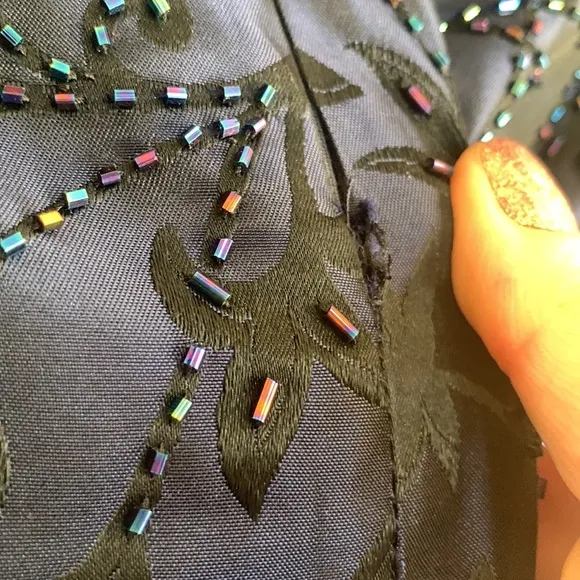 JS Collections Navy Beaded Elegant Long Full Length Skirt Women’s Size 10
