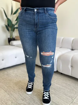 Judy Blue Full Size  High Waist Distressed Skinny Jeans ONLINE EXCLUSIVE