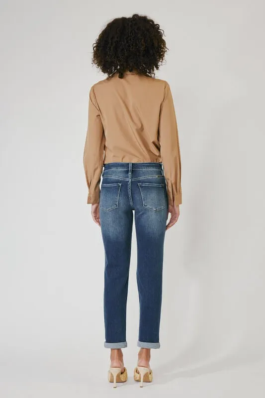 KanCan High Rise Button Down Girlfriend Jeans