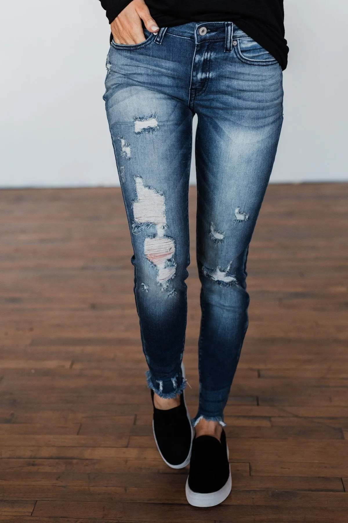 KanCan Raw Hem Skinny Jeans- Wendy Wash
