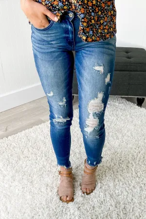 KanCan Raw Hem Skinny Jeans- Wendy Wash
