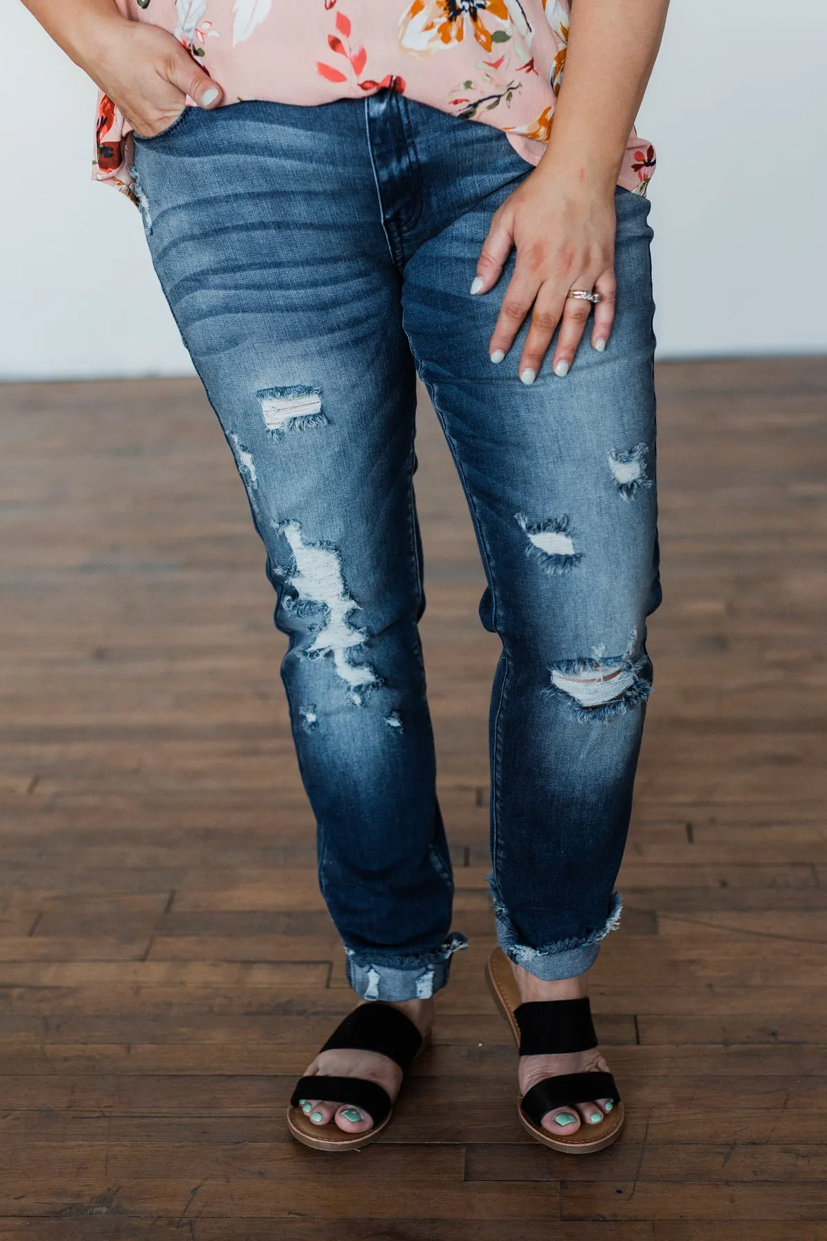 KanCan Raw Hem Skinny Jeans- Wendy Wash