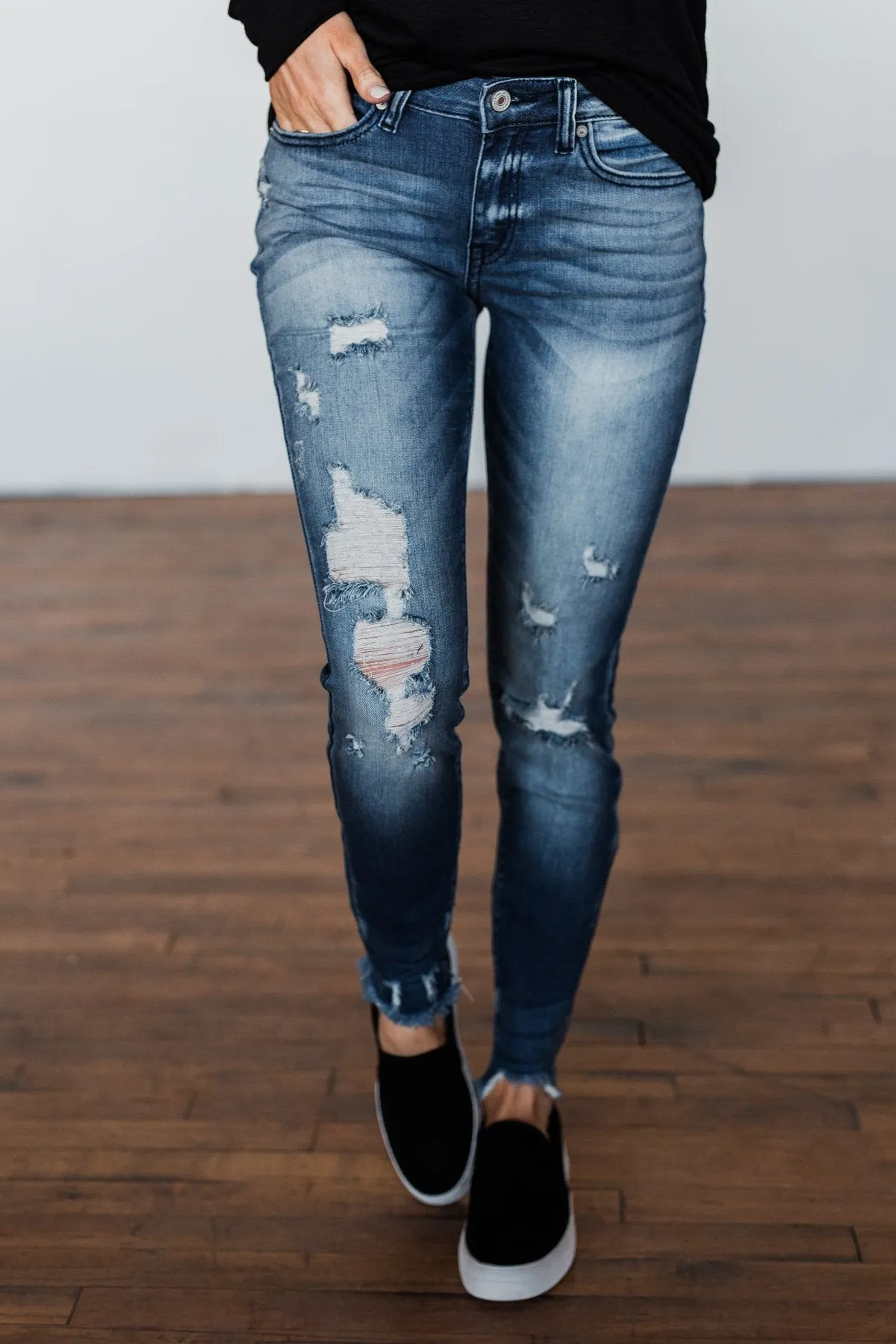 KanCan Raw Hem Skinny Jeans- Wendy Wash