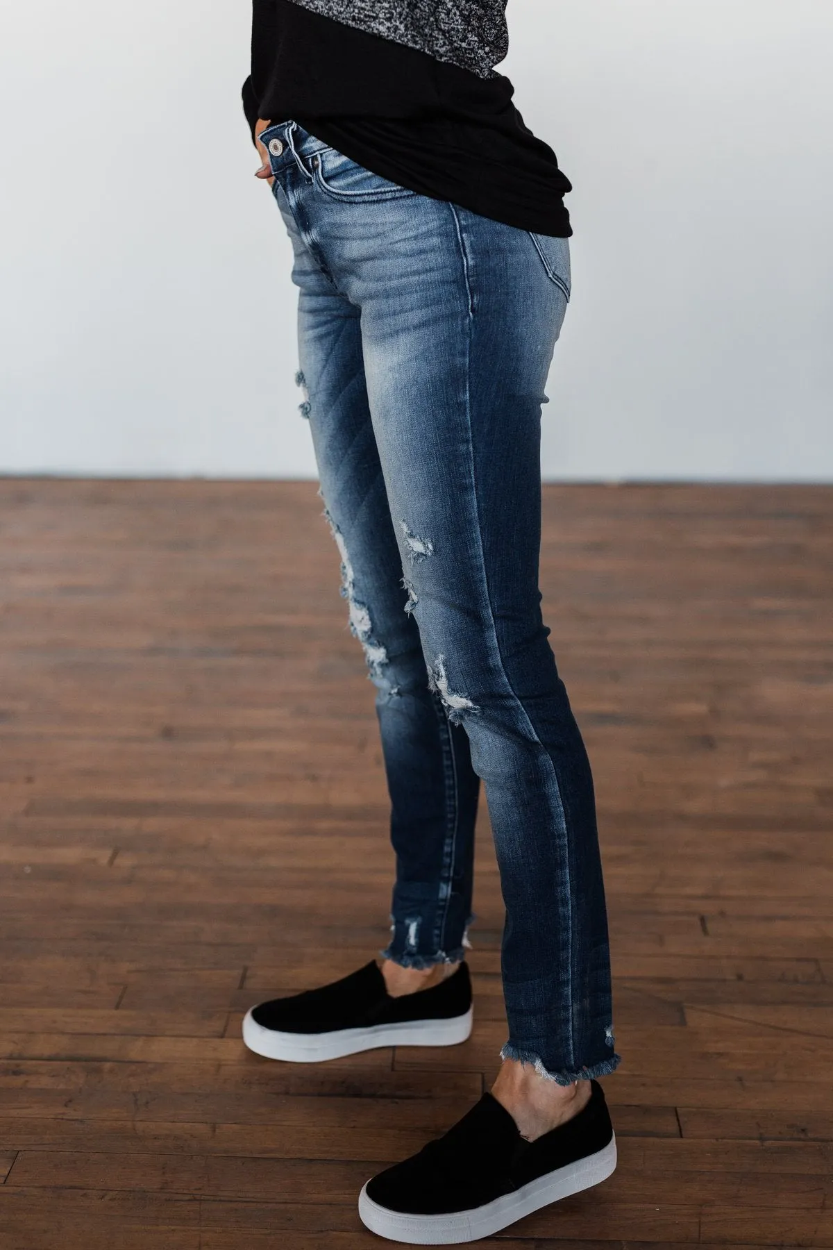 KanCan Raw Hem Skinny Jeans- Wendy Wash