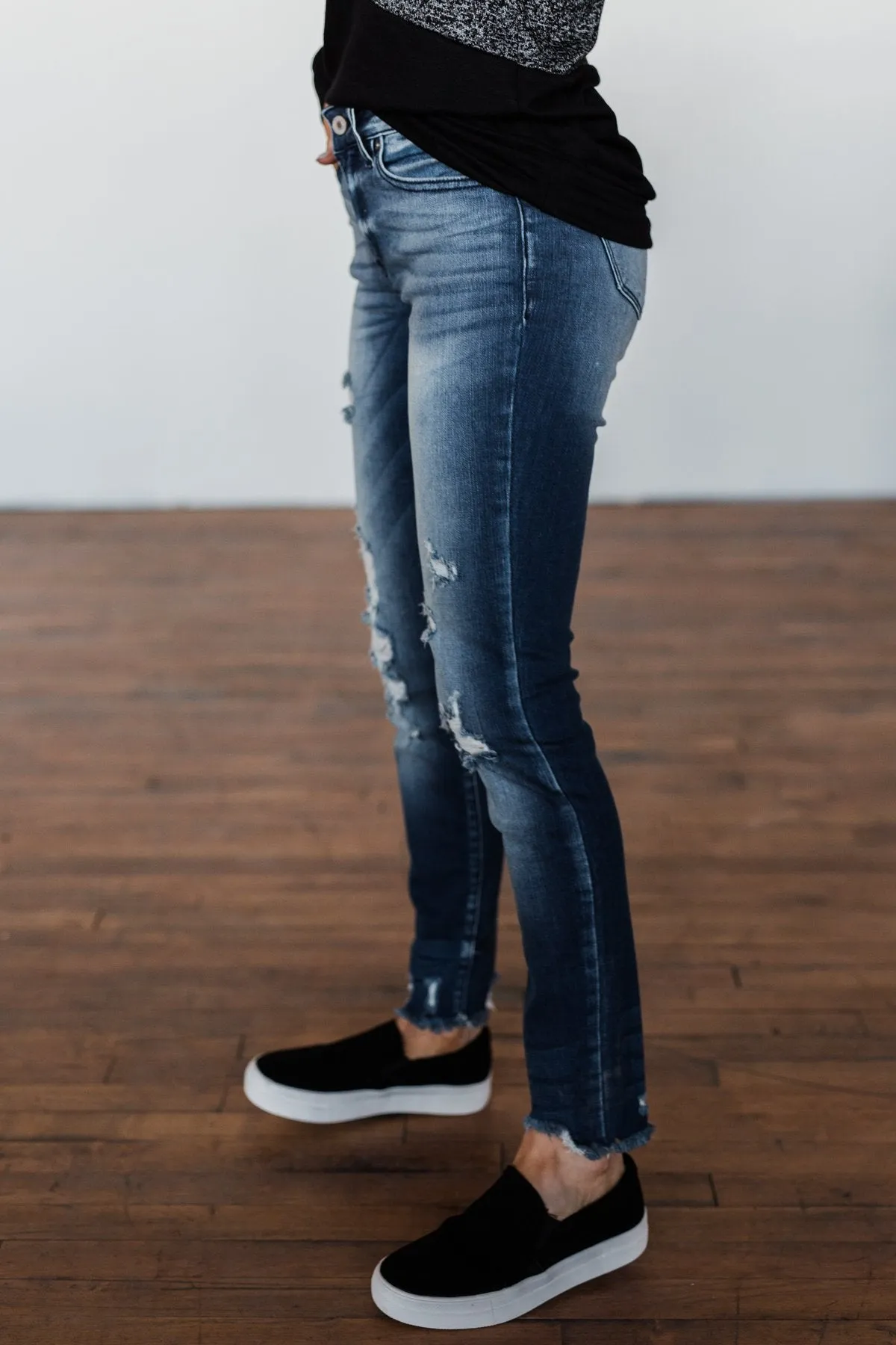KanCan Raw Hem Skinny Jeans- Wendy Wash