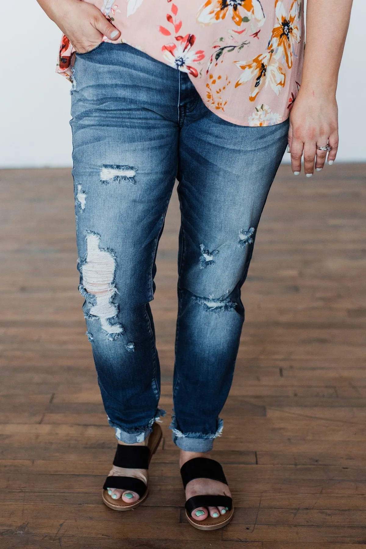 KanCan Raw Hem Skinny Jeans- Wendy Wash