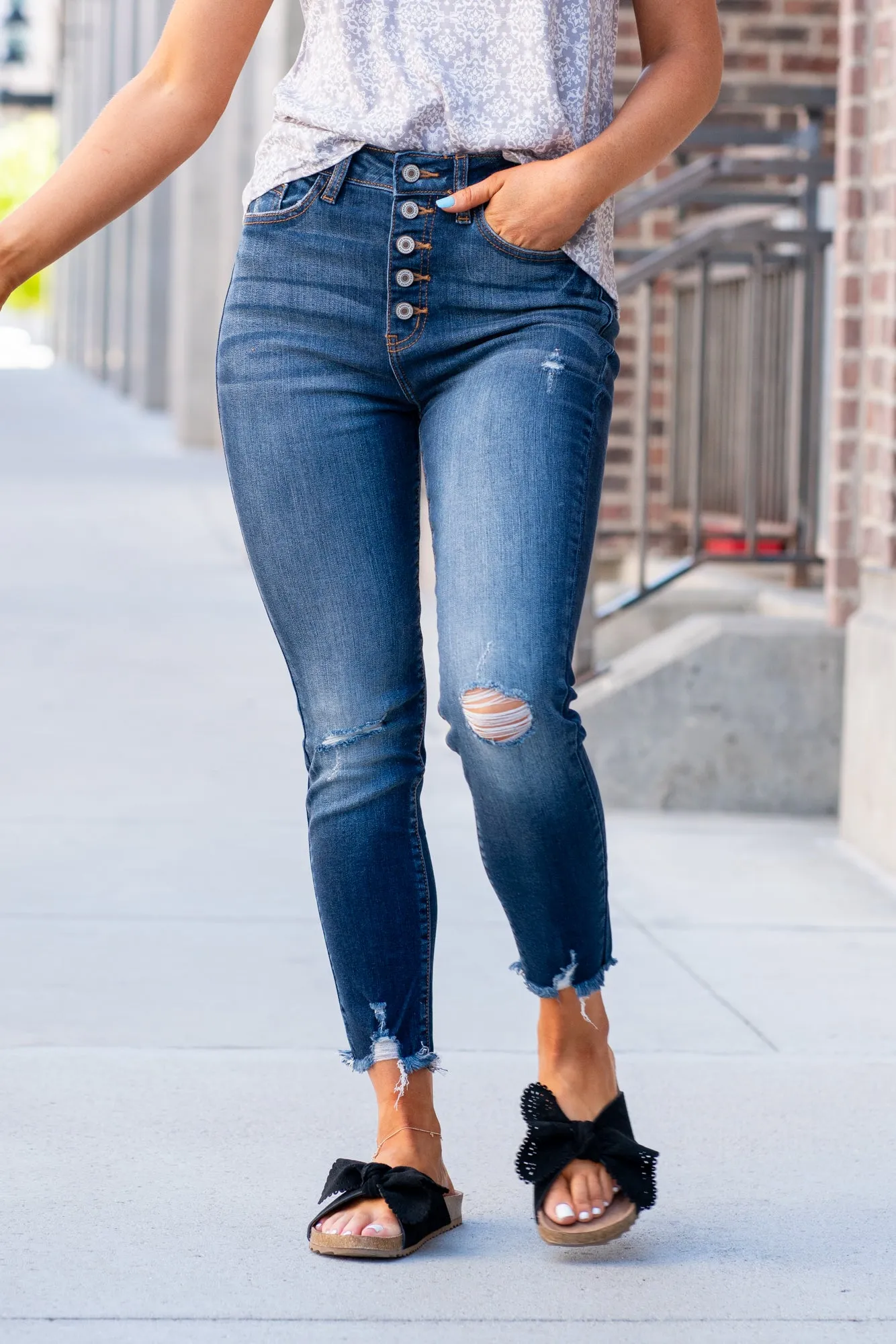Karlianne High Rise Button Fly Skinny