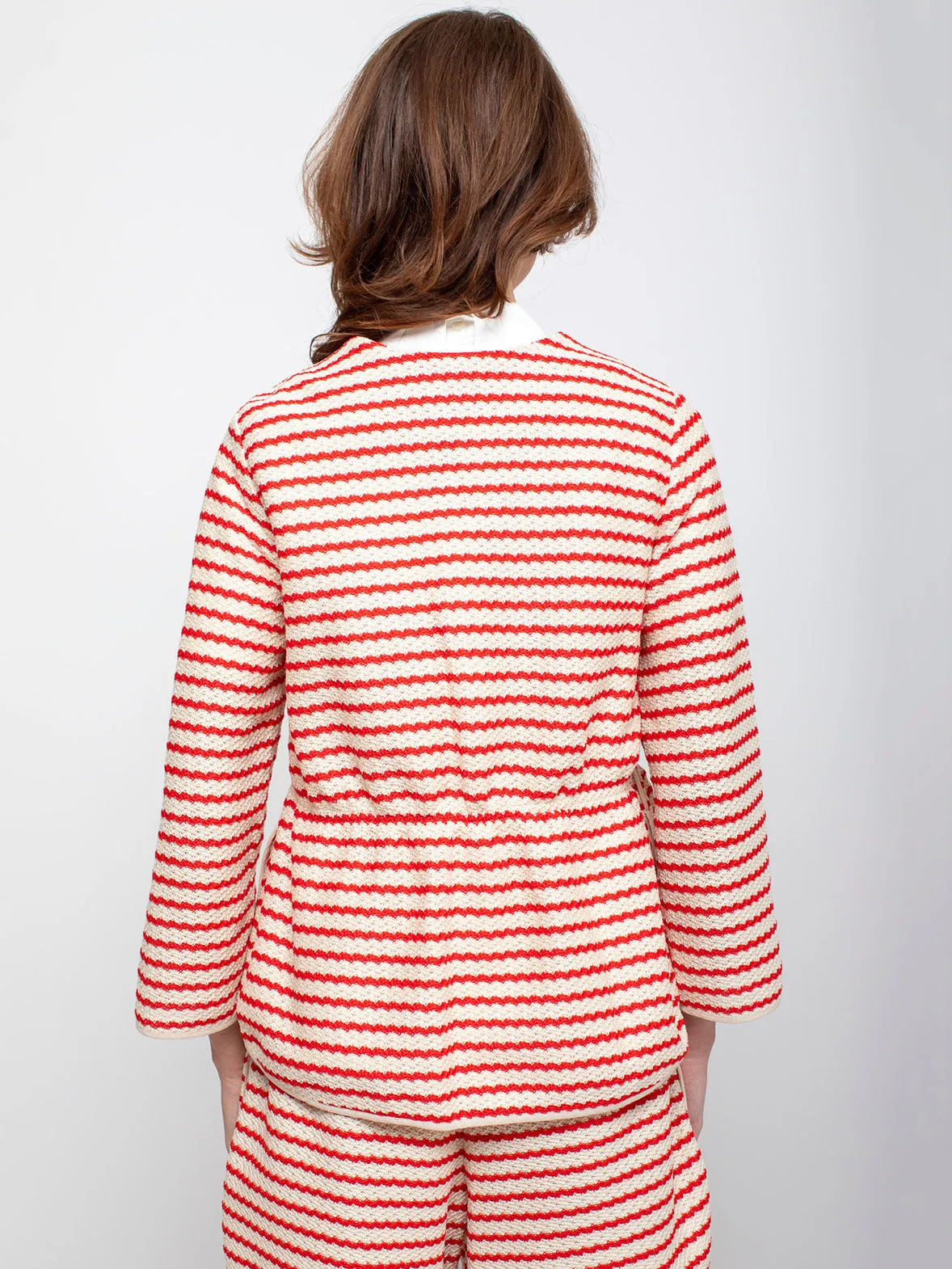Knit Stripe Jacket - Poppy