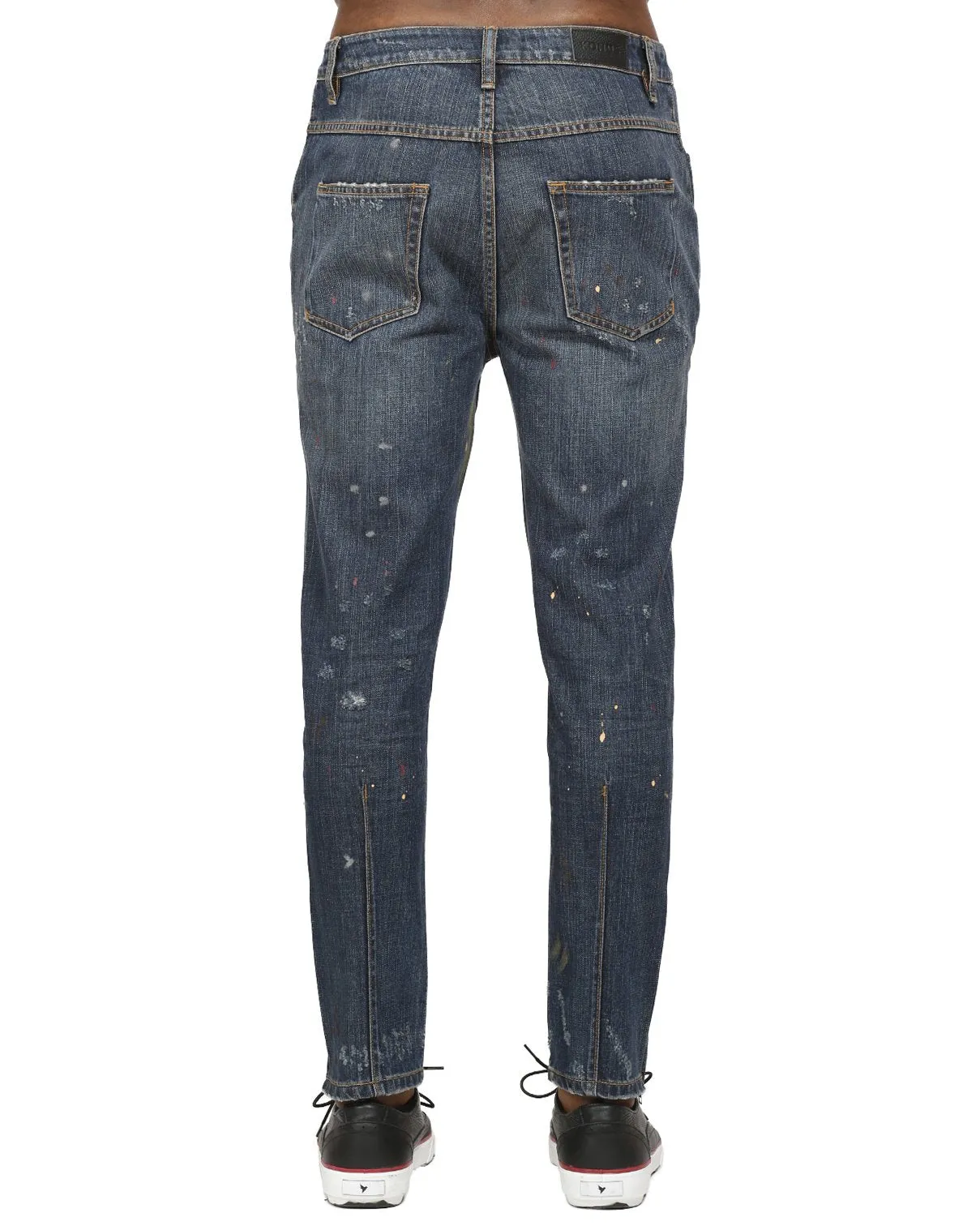 Konus Men's Side Zip Paint Splatter Jeans