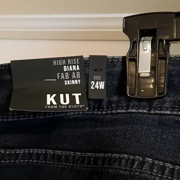 KUT From The Kloth Diana Fab Ab Skinny Jeans Size 24W High Rise Dark Wash