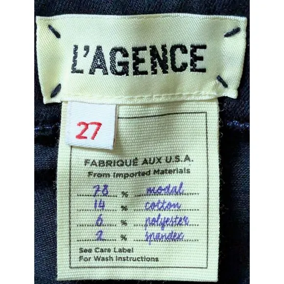 L'Agence Jeans Womens 27 Blue Margot High Waist Skinny Ankle Modal Blend NEW