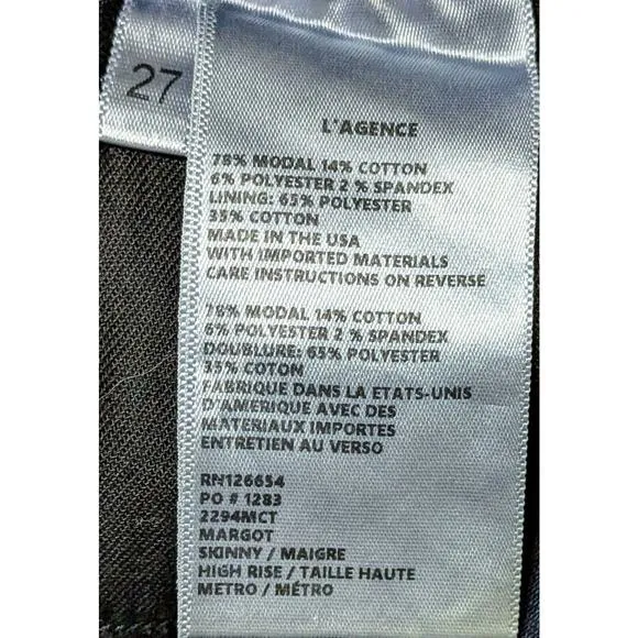 L'Agence Jeans Womens 27 Blue Margot High Waist Skinny Ankle Modal Blend NEW