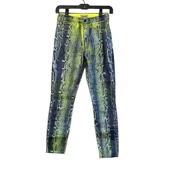 L’AGENCE Margot Citron Black Foil Snake Print Skinny Jeans Sz 25 NWOT