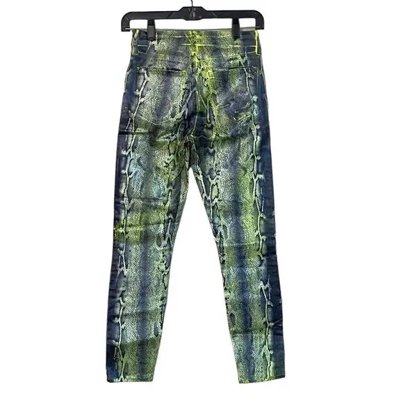 L’AGENCE Margot Citron Black Foil Snake Print Skinny Jeans Sz 25 NWOT