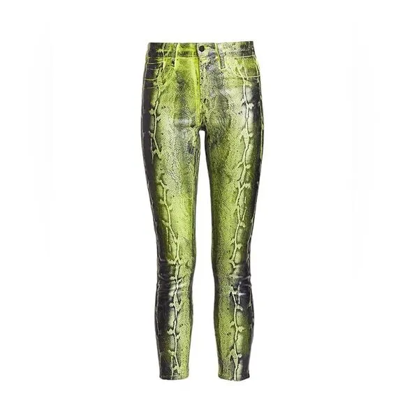 L’AGENCE Margot Citron Black Foil Snake Print Skinny Jeans Sz 25 NWOT