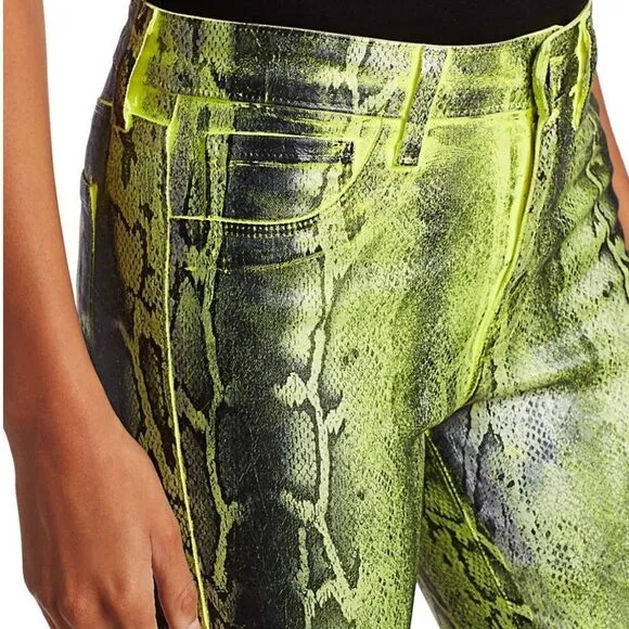 L’AGENCE Margot Citron Black Foil Snake Print Skinny Jeans Sz 25 NWOT