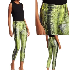 L’AGENCE Margot Citron Black Foil Snake Print Skinny Jeans Sz 25 NWOT