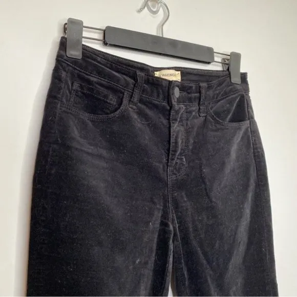 L’AGENCE Margot High Rise Corduroy Skinny Jeans in Lead Black