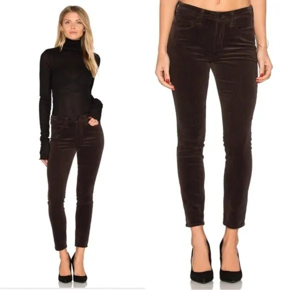 L’AGENCE Margot High Rise Corduroy Skinny Jeans in Lead Black