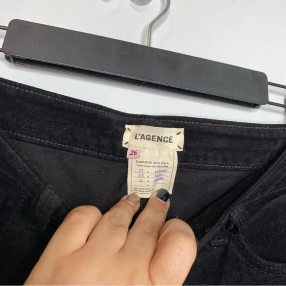 L’AGENCE Margot High Rise Corduroy Skinny Jeans in Lead Black