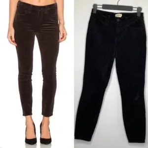 L’AGENCE Margot High Rise Corduroy Skinny Jeans in Lead Black