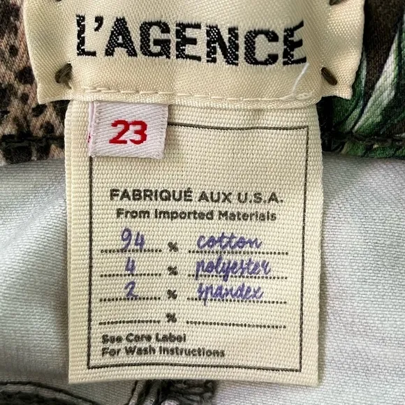 L'AGENCE Margot High-Rise Skinny Floral Leopard Jeans Size 23 Stretch Novelty