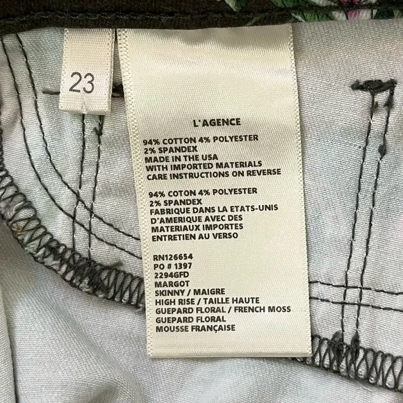 L'AGENCE Margot High-Rise Skinny Floral Leopard Jeans Size 23 Stretch Novelty