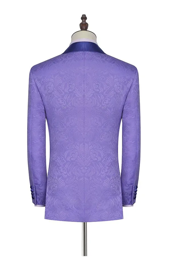 Lavender Jacquard Silk Shawl Lapel Bespoke Prom Suits