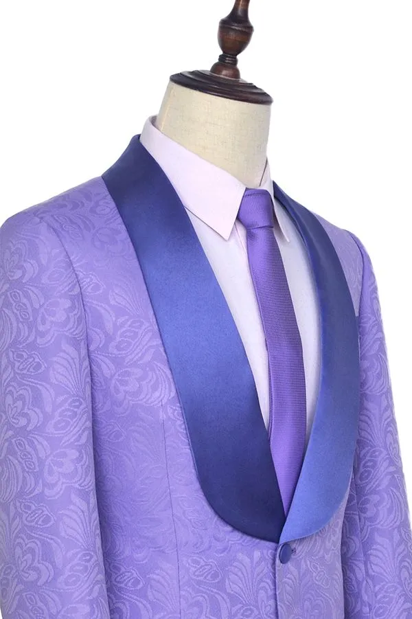Lavender Jacquard Silk Shawl Lapel Bespoke Prom Suits