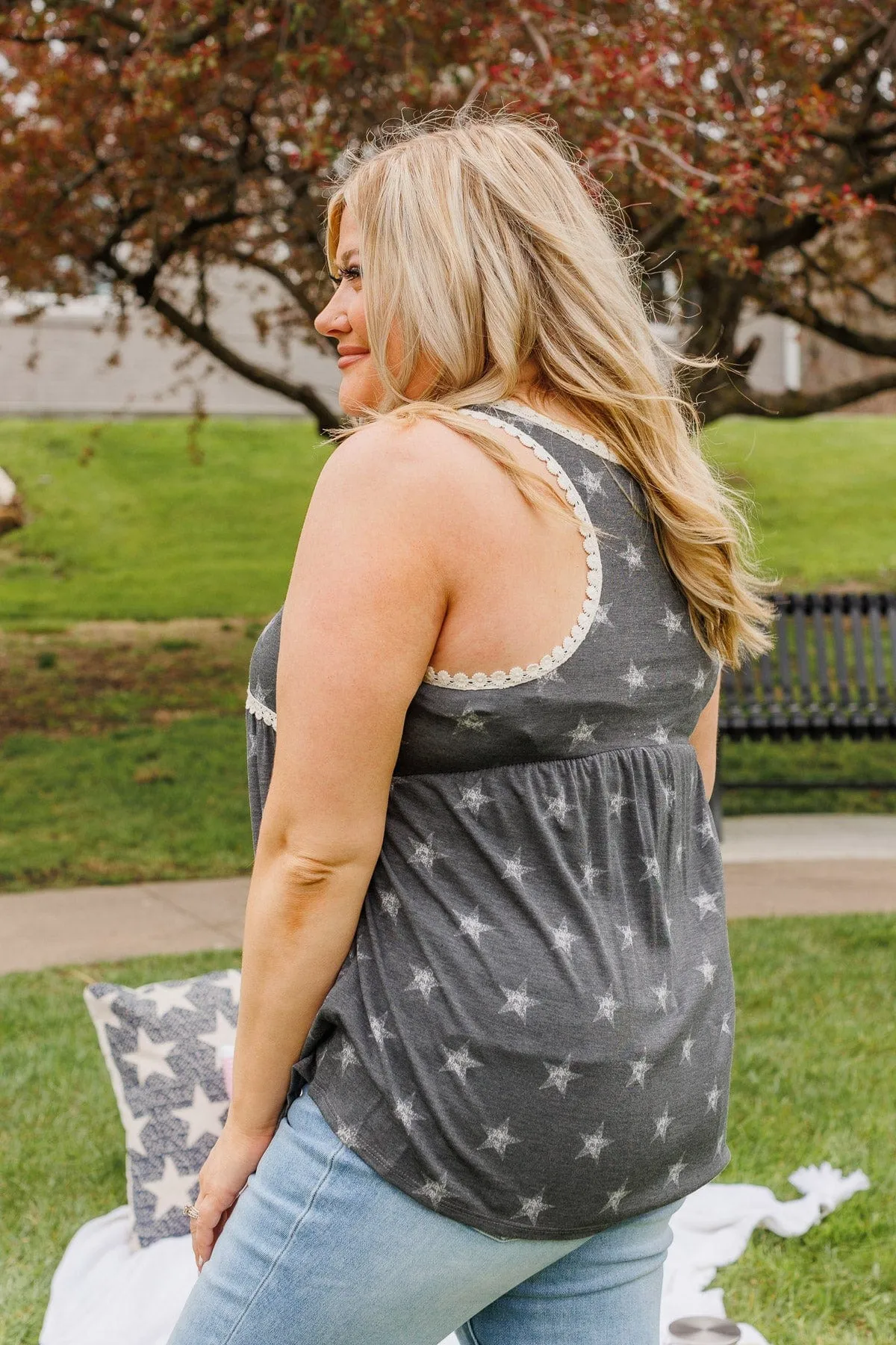 Liberty And Lace Babydoll Tank- Charcoal
