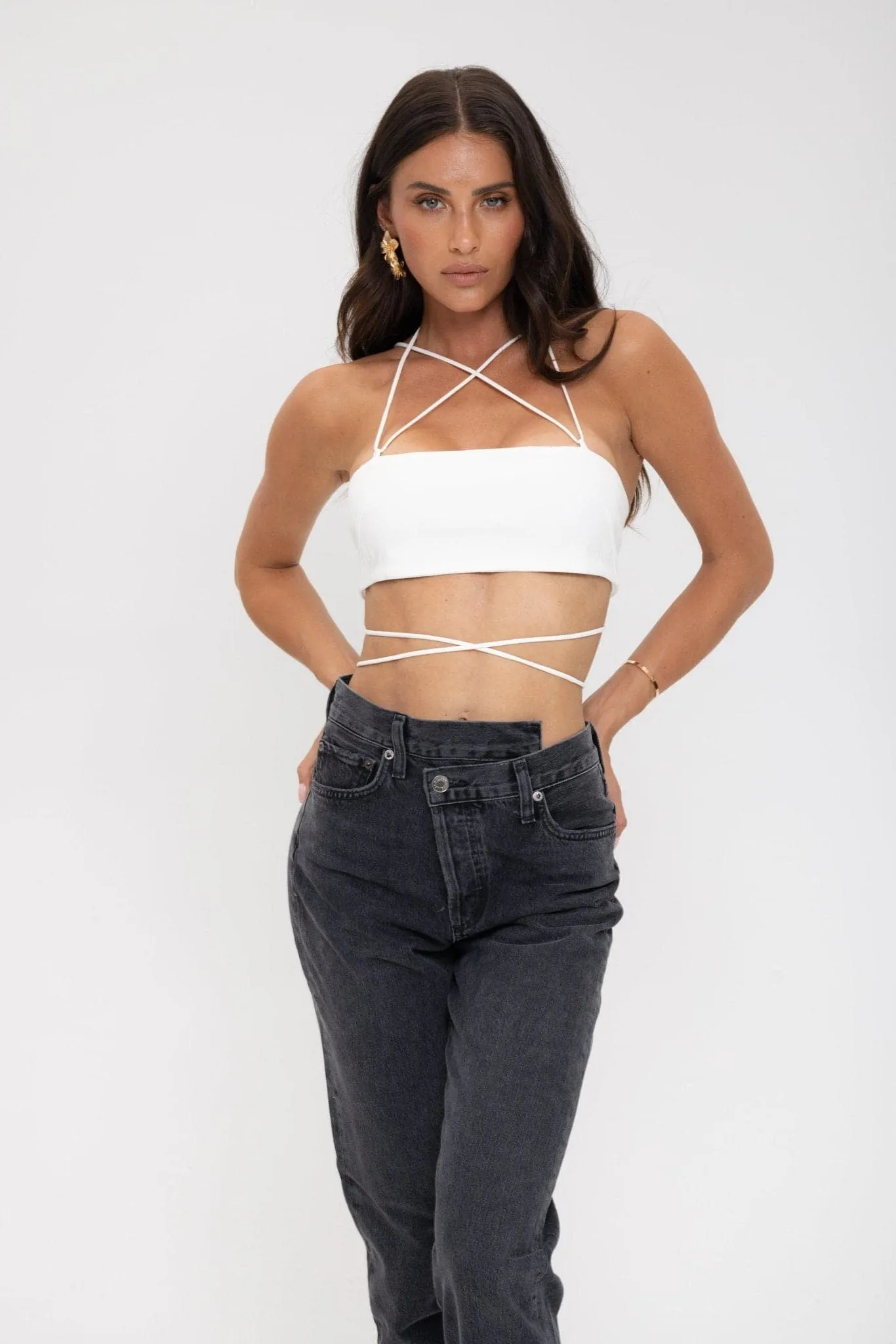 Liv Silk Bandeau Top in White