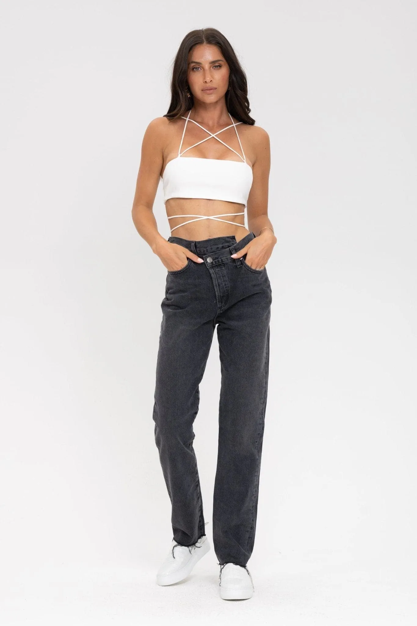 Liv Silk Bandeau Top in White