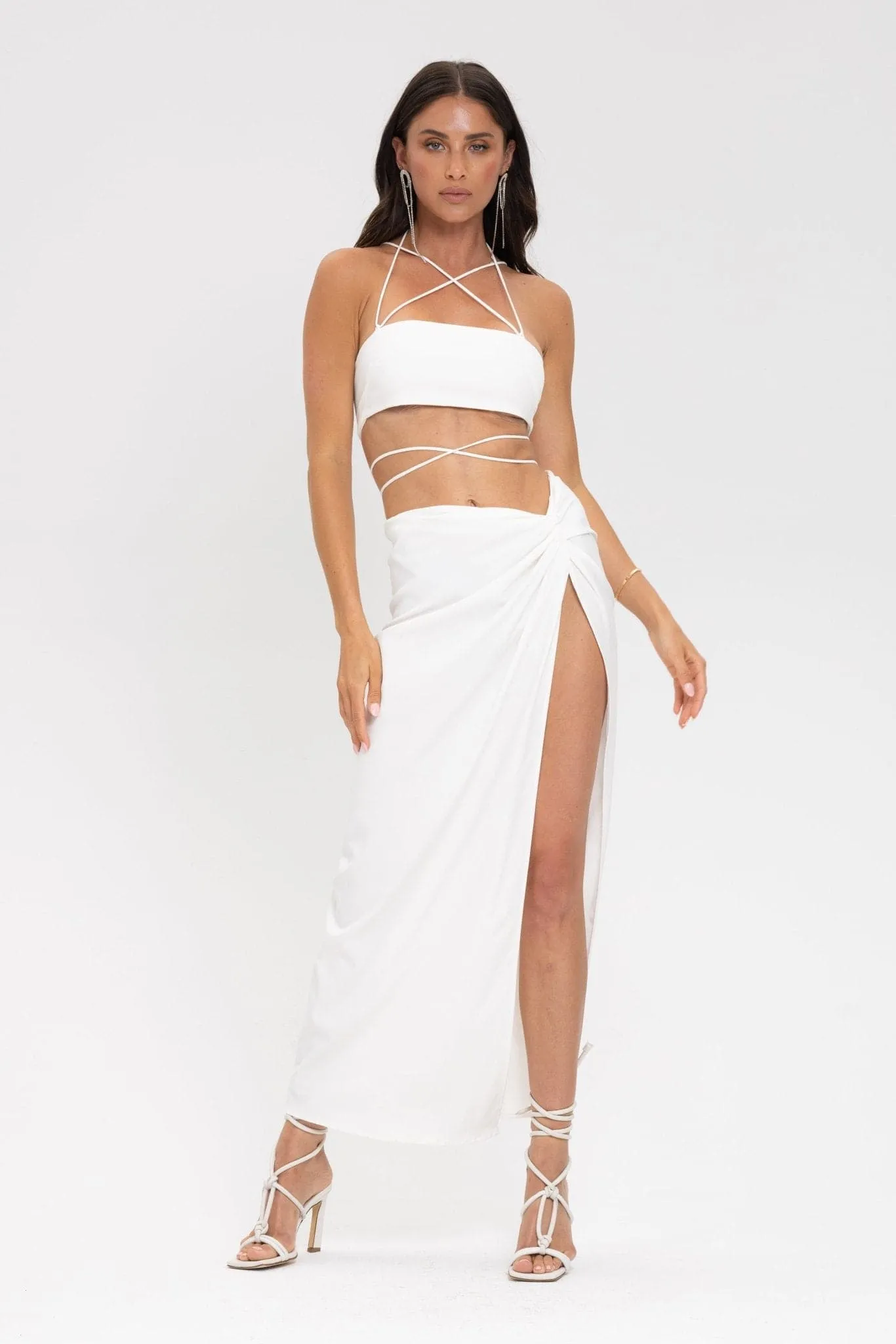 Liv Silk Bandeau Top in White
