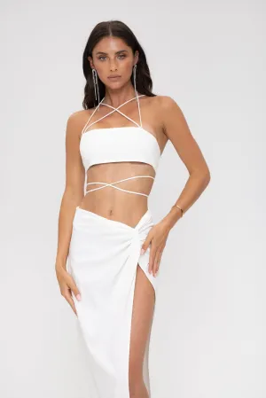 Liv Silk Bandeau Top in White