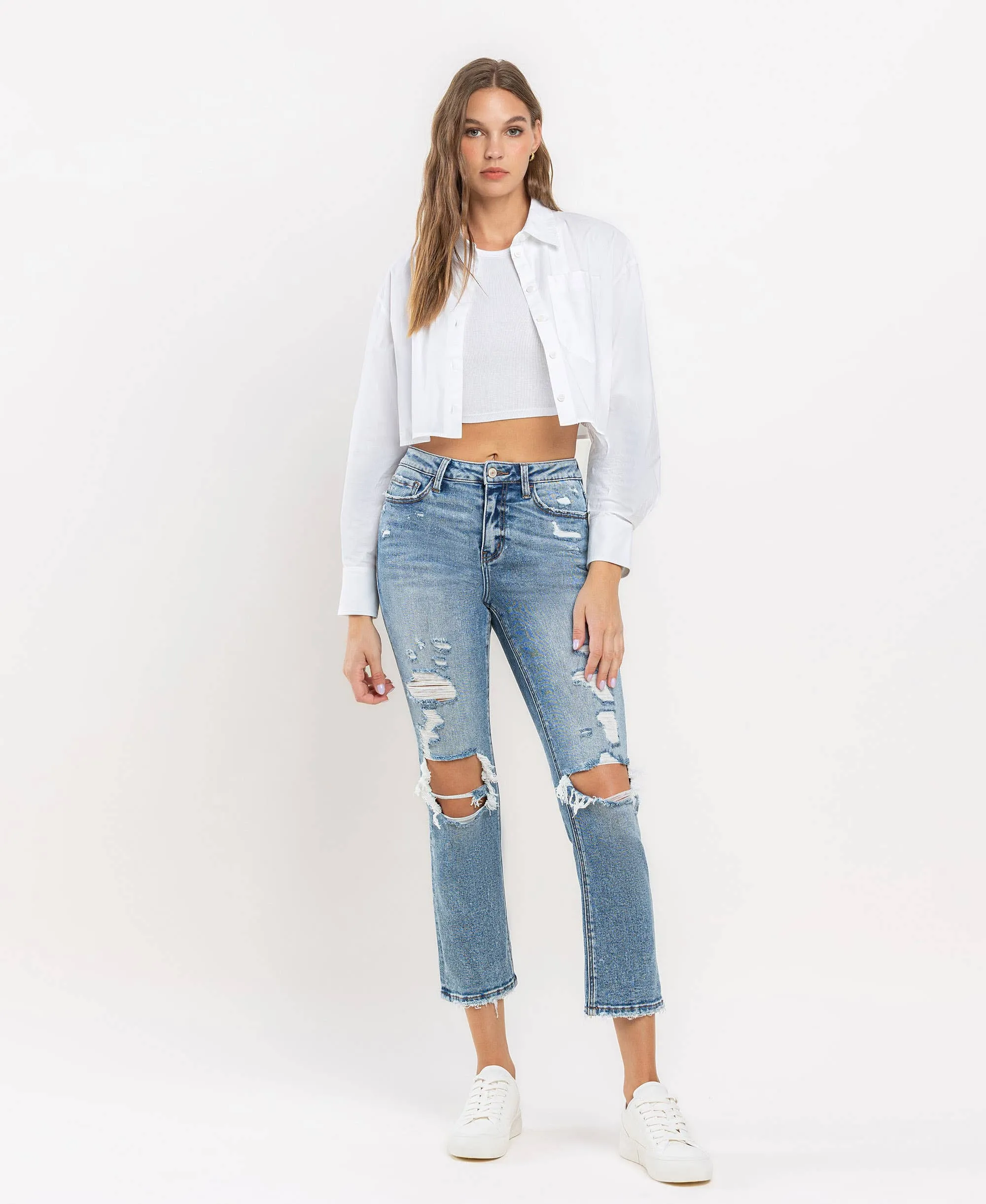 LOVERVET HIGH RISE SLIM STRAIGHT JEANS IDOLIZED
