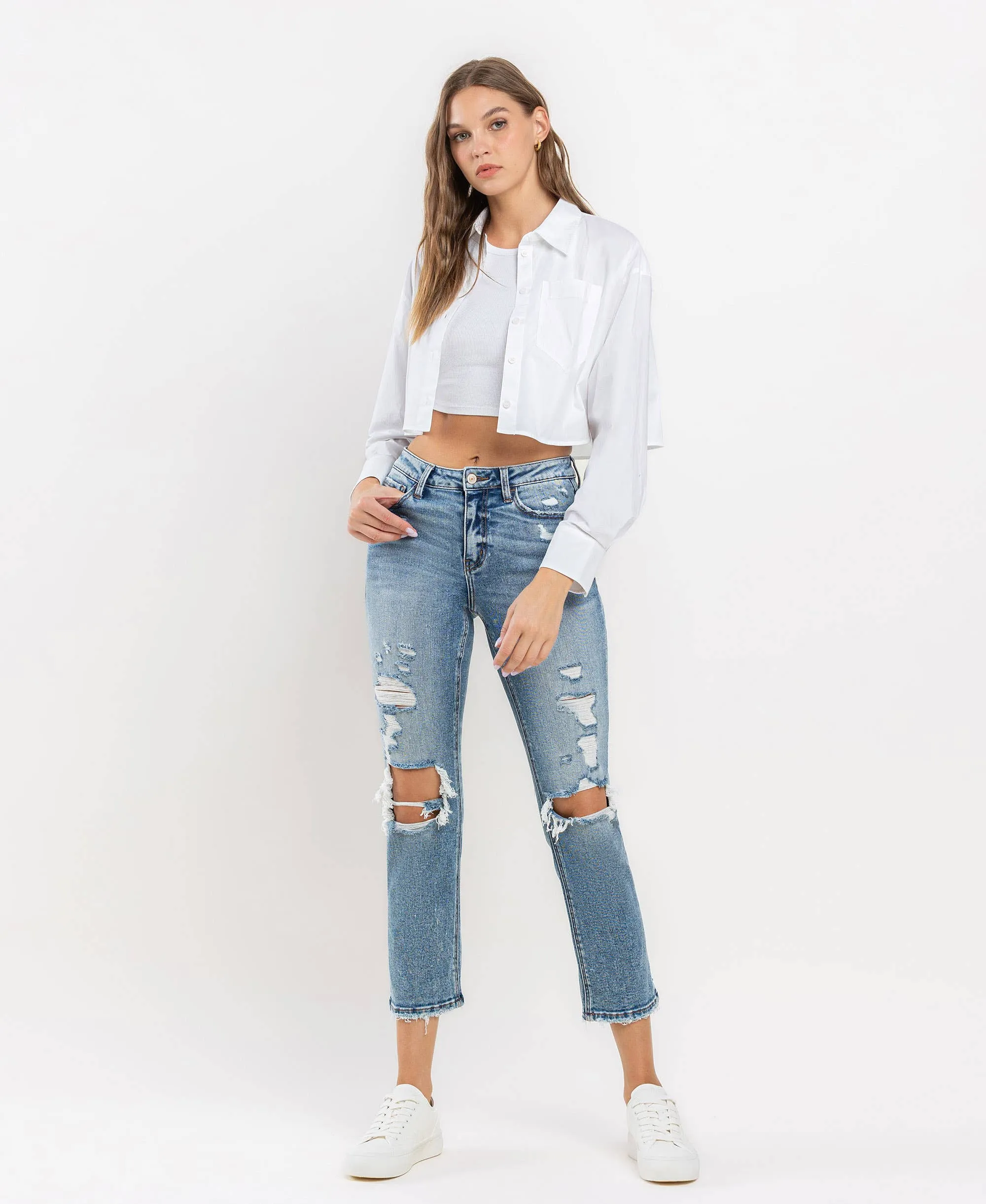 LOVERVET HIGH RISE SLIM STRAIGHT JEANS IDOLIZED