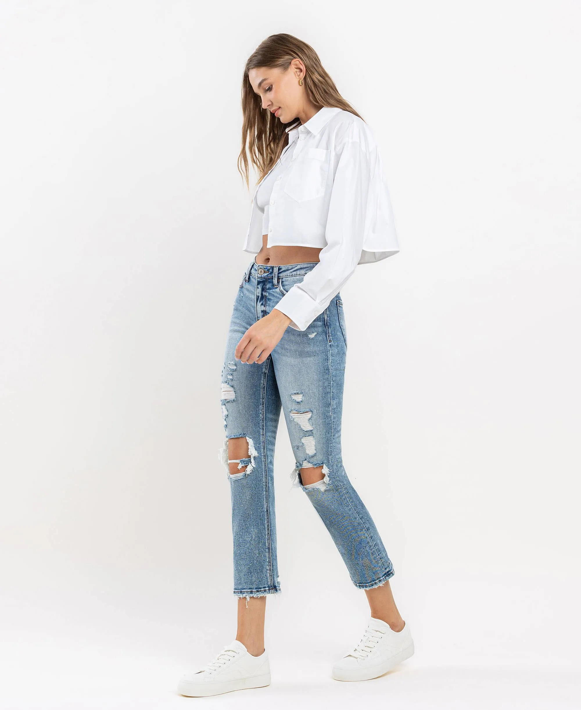 LOVERVET HIGH RISE SLIM STRAIGHT JEANS IDOLIZED