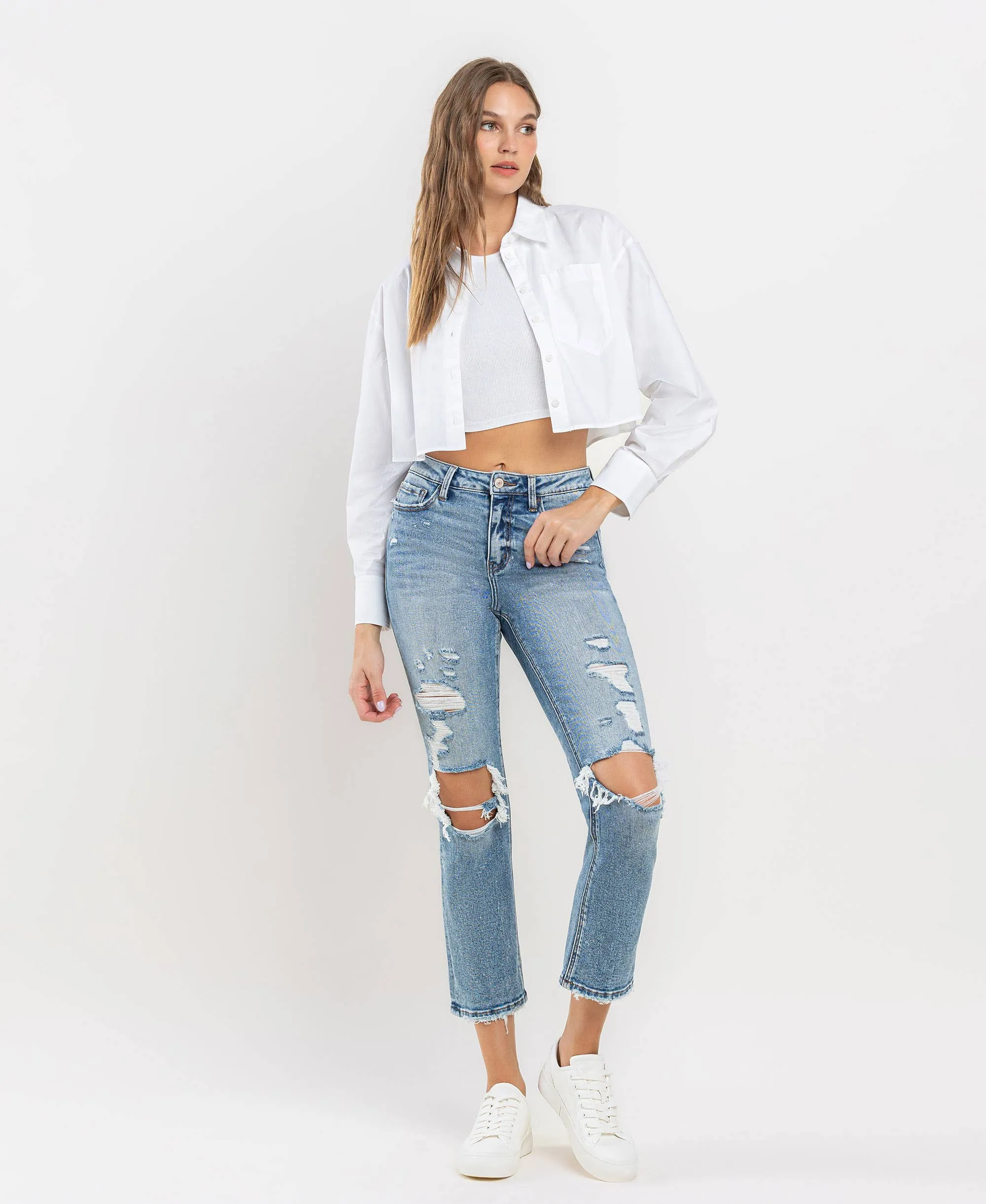 LOVERVET HIGH RISE SLIM STRAIGHT JEANS IDOLIZED