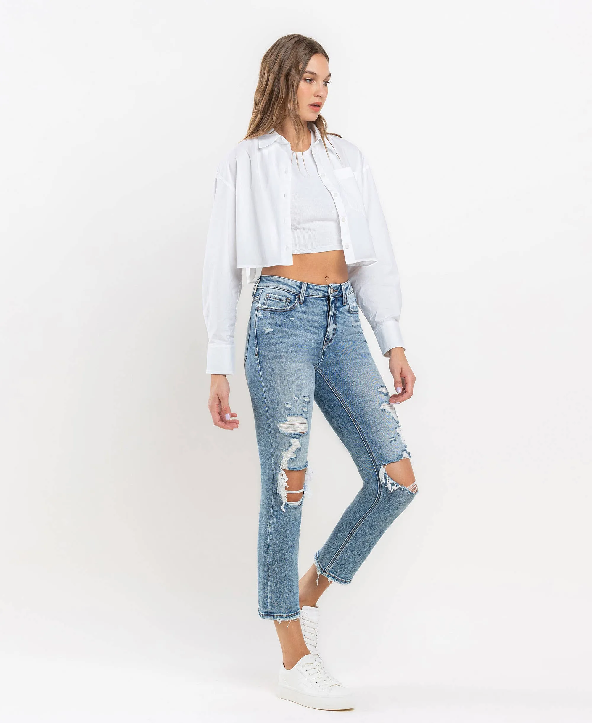 LOVERVET HIGH RISE SLIM STRAIGHT JEANS IDOLIZED