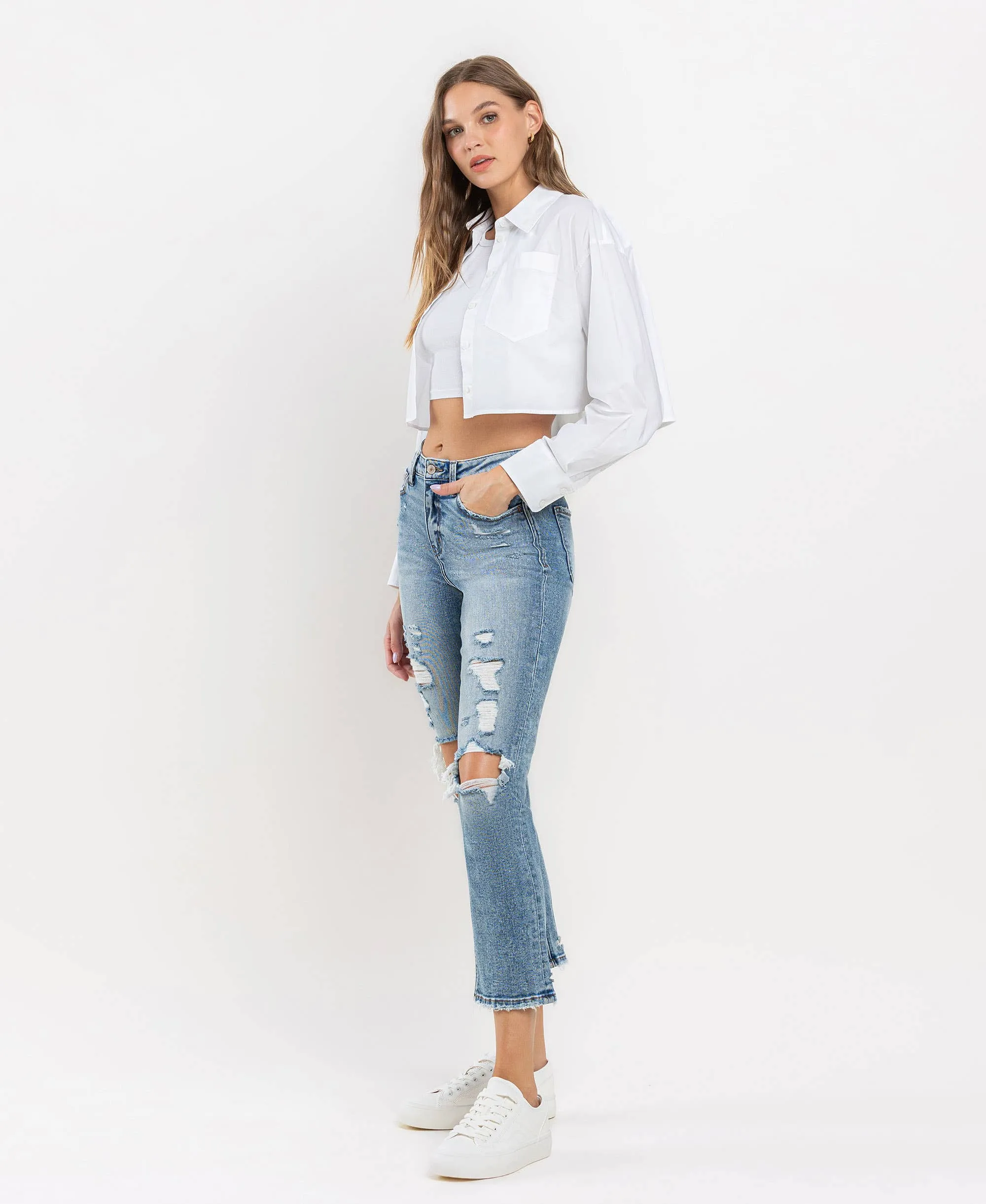 LOVERVET HIGH RISE SLIM STRAIGHT JEANS IDOLIZED