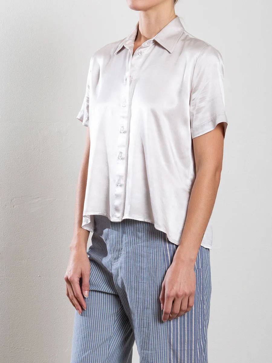 Lynn Shirt in Vintage Satin - Parchment