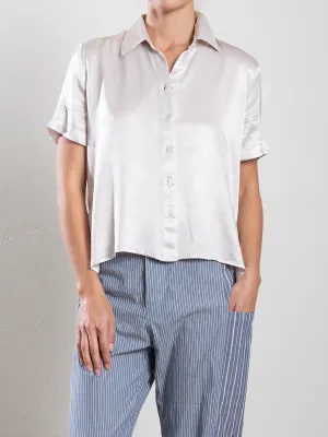 Lynn Shirt in Vintage Satin - Parchment