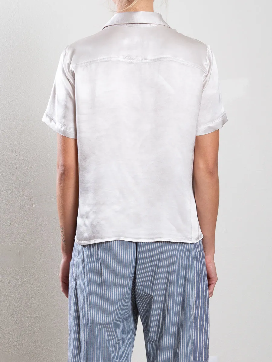 Lynn Shirt in Vintage Satin - Parchment