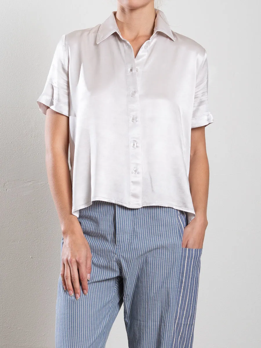 Lynn Shirt in Vintage Satin - Parchment