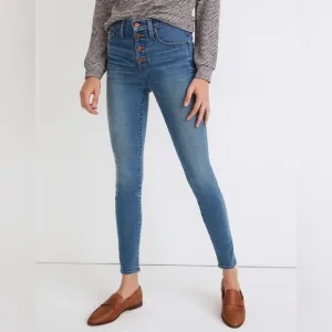 Madewell 10&quot; High-Rise Skinny Jeans in Dewitt Wash Button-Front TENCEL |Size 24P